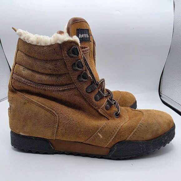Roffe Shearling-Lined Womens Snow Boots Size 8 Brown Lace Up Winter Footwear - Picture 12 of 13